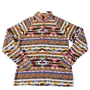 Eddie Bauer Southwestern Aztec 1/4 Zip Fleece Pullover Women's Size Medium